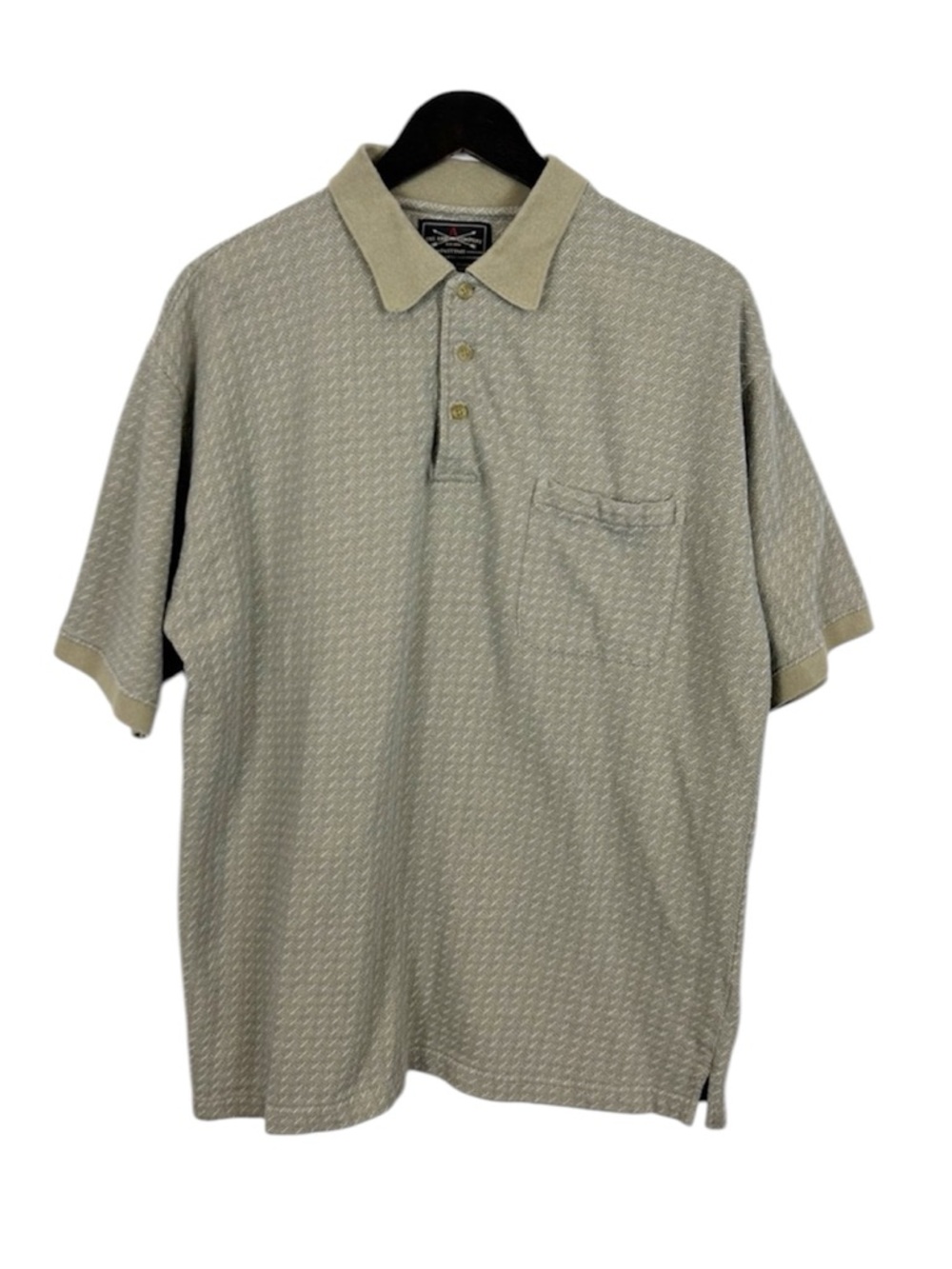 The Arrow Company Men's Short-Sleeve Polo Shirt Size Large Beige Pattern
